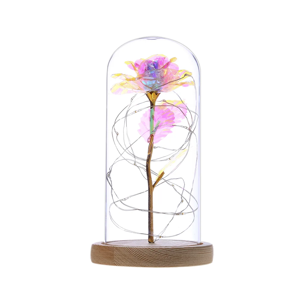 Enchanted Forever Rose Flower in Glass LED Light Christmas Decoration - Rose