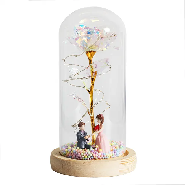 Enchanted Forever Rose Flower in Glass LED Light Christmas Decoration White Marriage - Shop at LoveMi