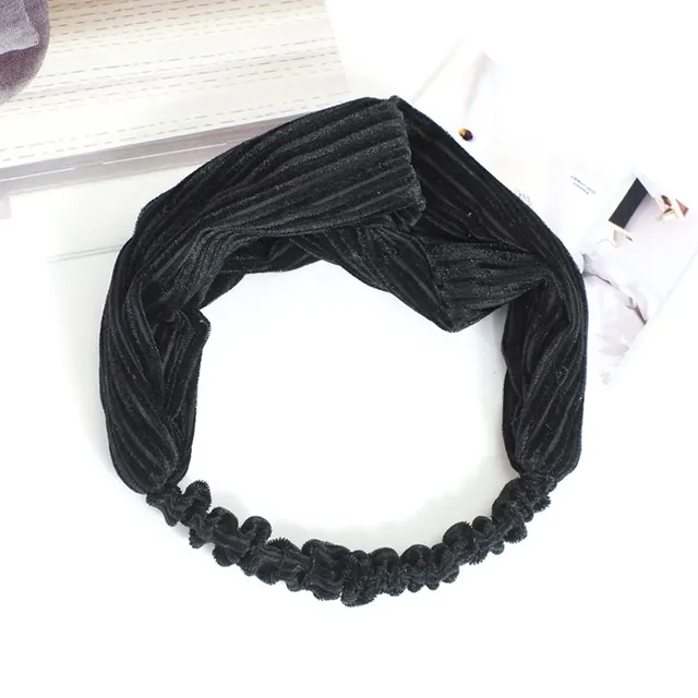 Solid color cross elastic headband Black - Shop at LoveMi
