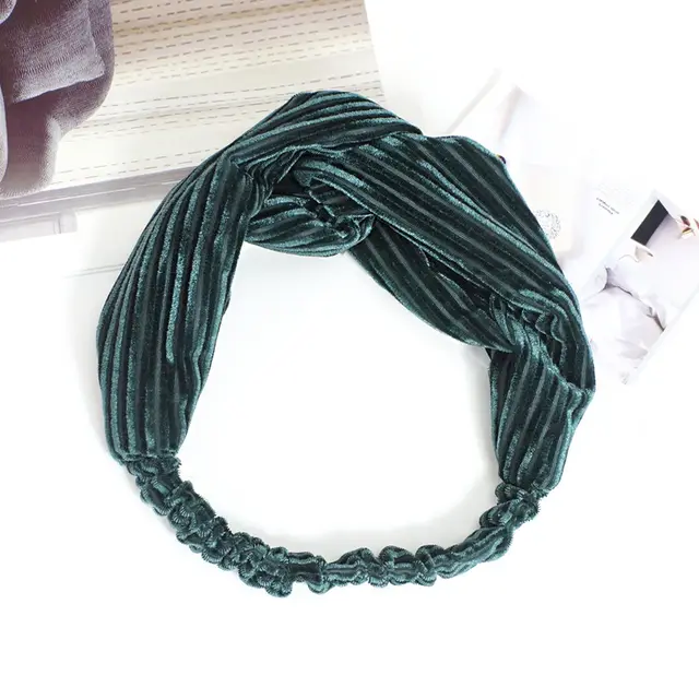 Solid color cross elastic headband Green - Shop at LoveMi