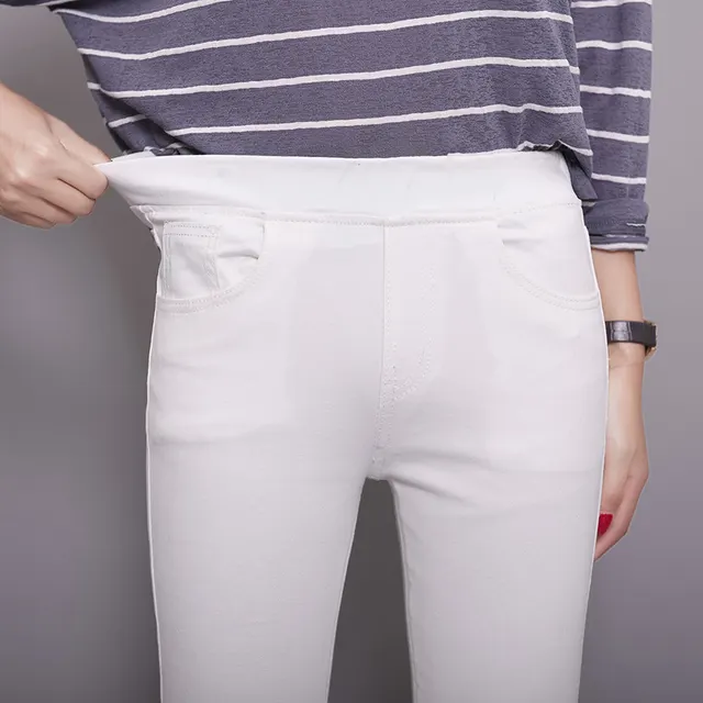 High waisted slim stretch pants White - Shop at LoveMi