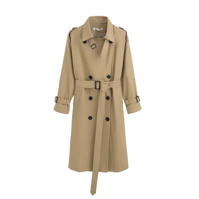 Stylish slim autumn over the knee coat Khaki - Shop at LoveMi