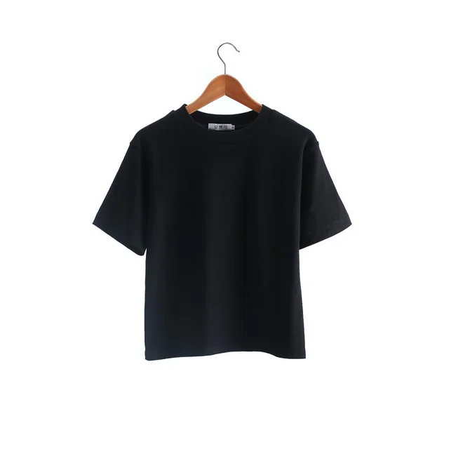 Women's solid color short sleeved t shirt Black - Shop at LoveMi