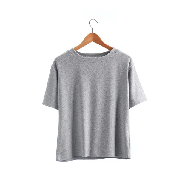 Women's solid color short sleeved t shirt Grey - Shop at LoveMi