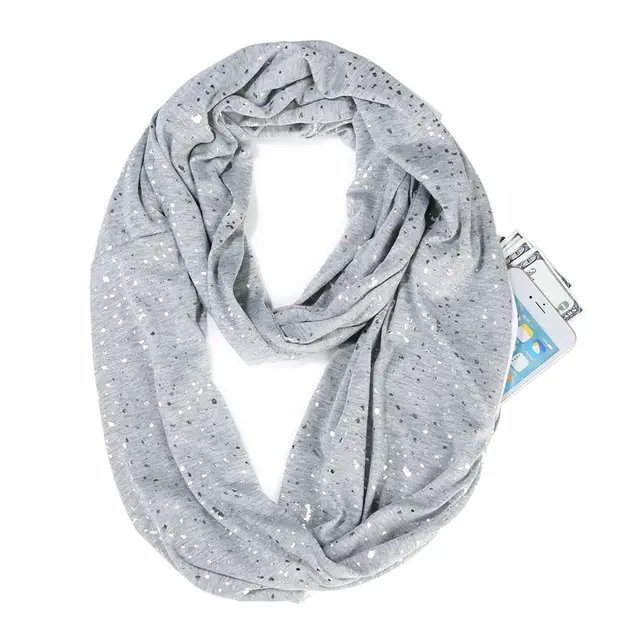Zip pocket scarf Light Grey - Shop at LoveMi