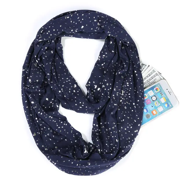 Zip pocket scarf Navy - Shop at LoveMi