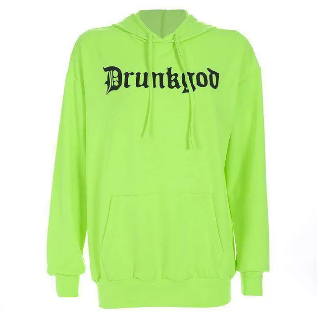 Autumn hedging print street hipster hooded green round neck Korean cotton letters sweater Green - Shop at LoveMi