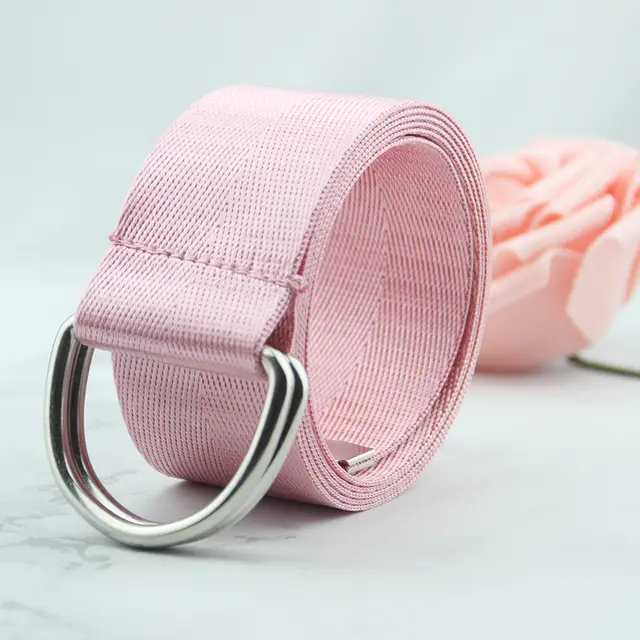 Women's double loop canvas belt Pink - Shop at LoveMi