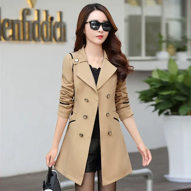 Slim slimming large size tide long section Khaki - Shop at LoveMi