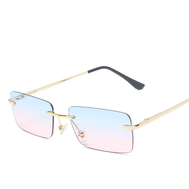 Rimless sunglasses women square Gold Blue Pink - Shop at LoveMi