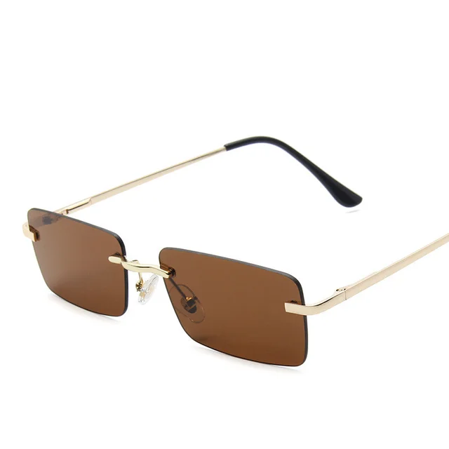 Rimless sunglasses women square Gold Dark Brown - Shop at LoveMi