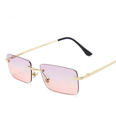 Rimless sunglasses women square Gold Grey Orange - Shop at LoveMi