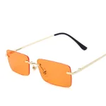 Rimless sunglasses women square - Orange - View 1