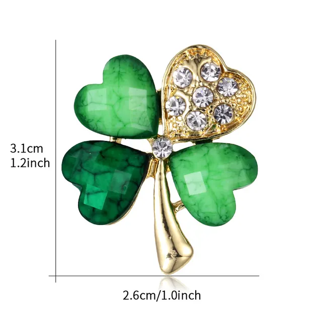 Four leaf clover brooch, rhinestone brooch, alloy brooch Two Dives - Shop at LoveMi