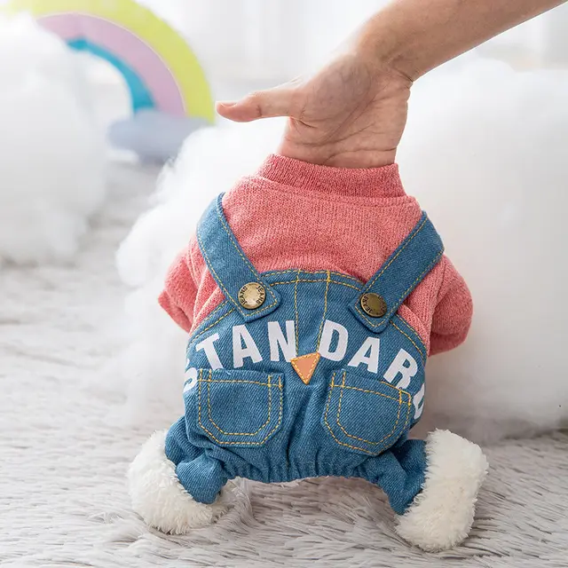 Dog clothes denim overalls Pink - Shop at LoveMi