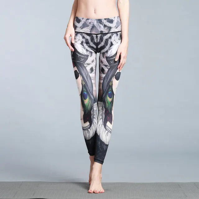 Printed elastic slim sports fitness cropped tights 2Style - Shop at LoveMi