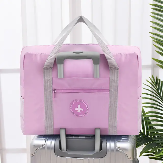 Travel solid color round bar package folding travel storage bag clothing finishing package Pink - Shop at LoveMi