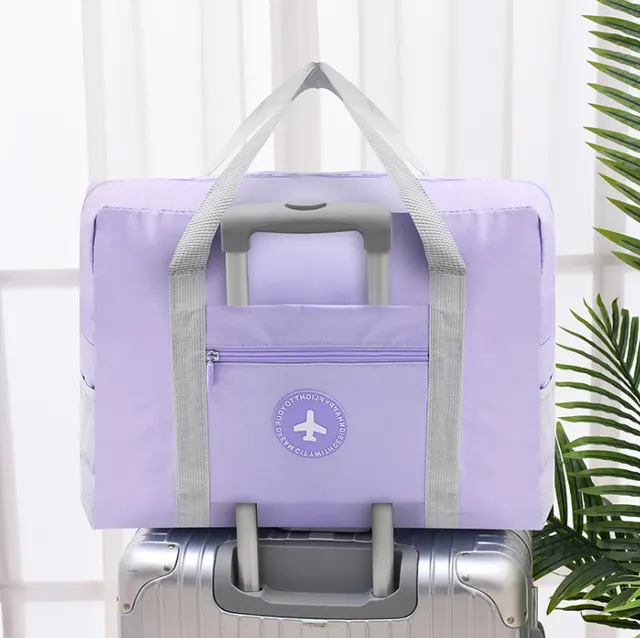 Travel solid color round bar package folding travel storage bag clothing finishing package Violet - Shop at LoveMi