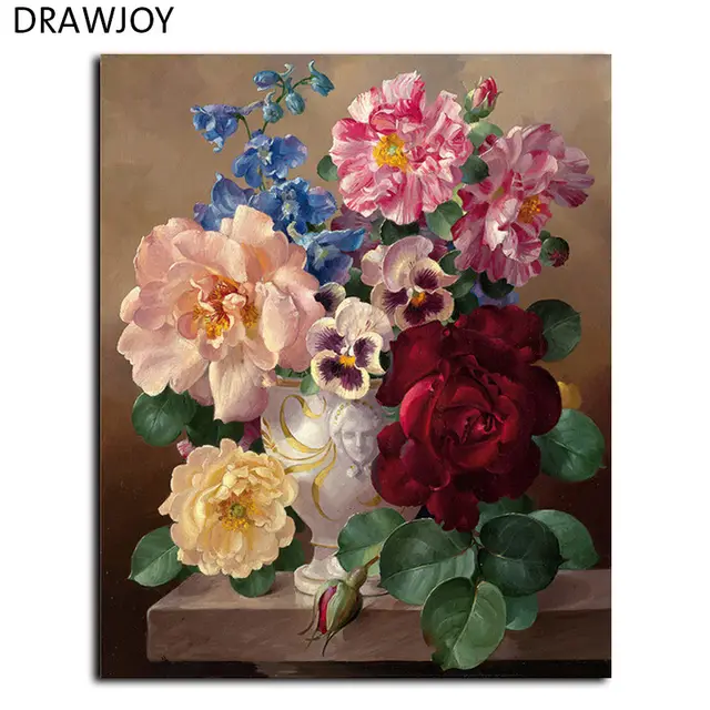 Flower DIY Painting By Numbers Wall Art Frameless Oil Painting On Canvas Home Decor For Living Room 40X50 - Shop at LoveMi