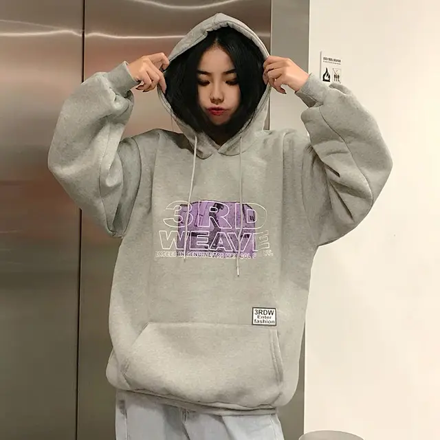 Hooded Sweater Women Long Sleeved Harajuku Style Student Black Pullover Coat 618A - Shop at LoveMi