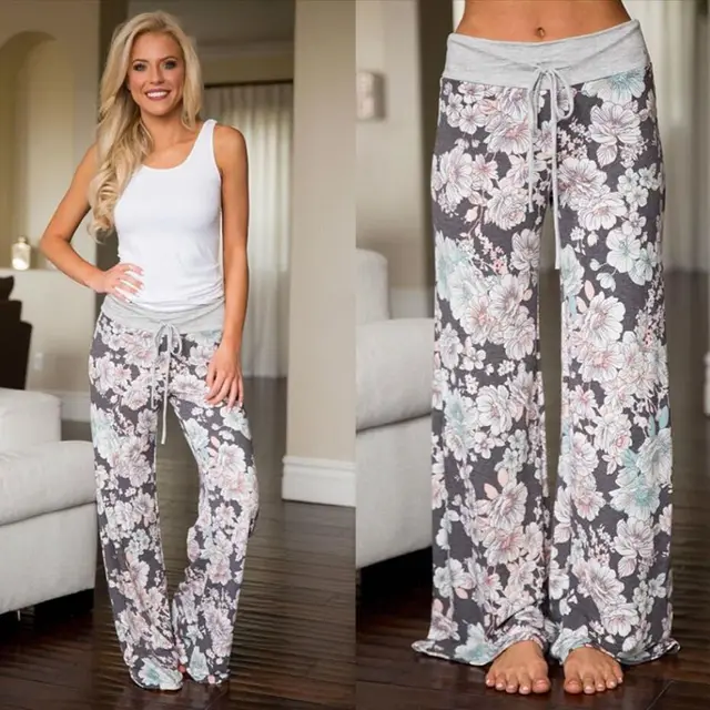 Lace up casual trousers Loose lace up camouflage print pants 0630Grey - Shop at LoveMi