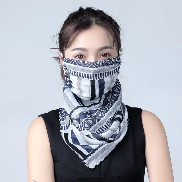 Mask sunscreen scarf Navy Blue - Shop at LoveMi