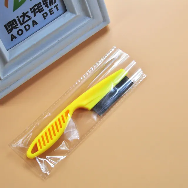 Fine tooth stainless steel needle flea comb Yellow - Shop at LoveMi