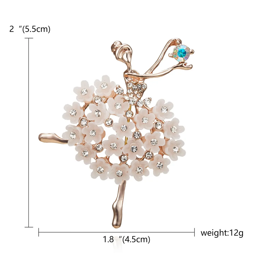 Rhinestone Pearl Dress Dancing Girl Brooches Women Dancer Sports Brooch Pins Gifts - Style C