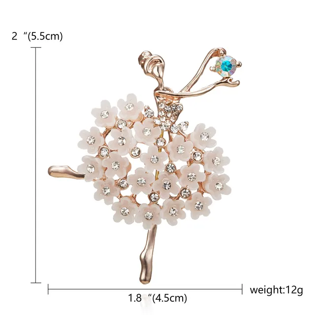 Rhinestone Pearl Dress Dancing Girl Brooches Women Dancer Sports Brooch Pins Gifts Style C - Shop at LoveMi