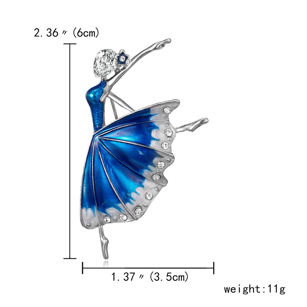 Rhinestone Pearl Dress Dancing Girl Brooches Women Dancer Sports Brooch Pins Gifts - Style M