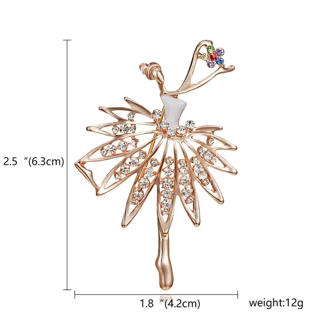 Rhinestone Pearl Dress Dancing Girl Brooches Women Dancer Sports Brooch Pins Gifts Style N - Shop at LoveMi
