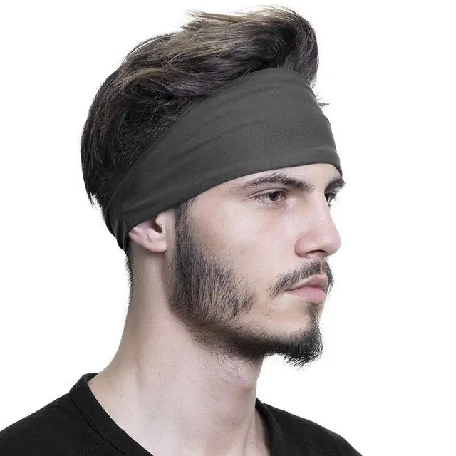 Sports stretch solid color striped running headband Grey - Shop at LoveMi
