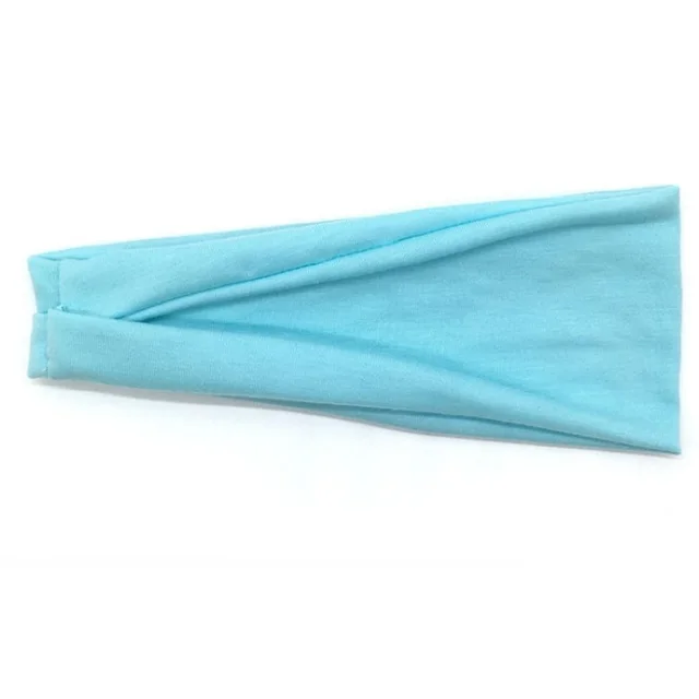 Sports stretch solid color striped running headband - Light Blue