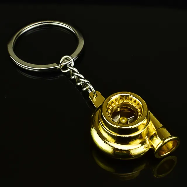 Creative Car Modification Turbocharger Engine Metal Keychain Golden - Shop at LoveMi