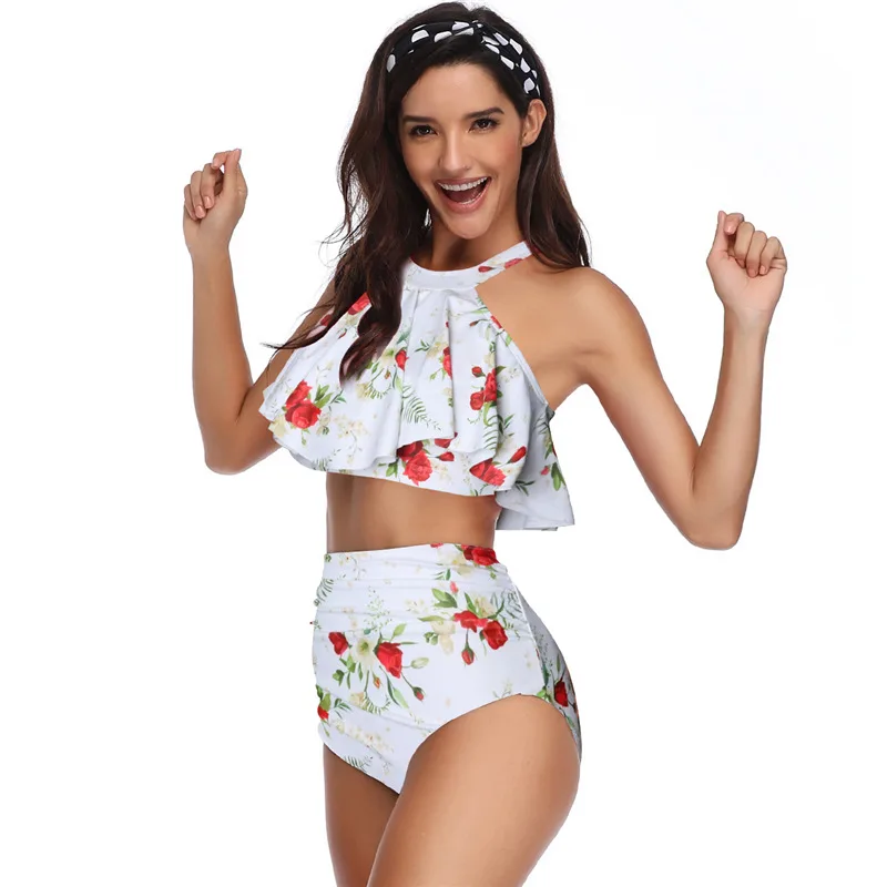 baby girls women swimsuit - Flower-Adult-L