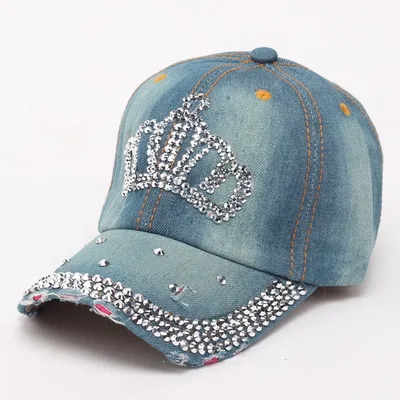 Casual personality diamond baseball cap Denim Blue - Shop at LoveMi