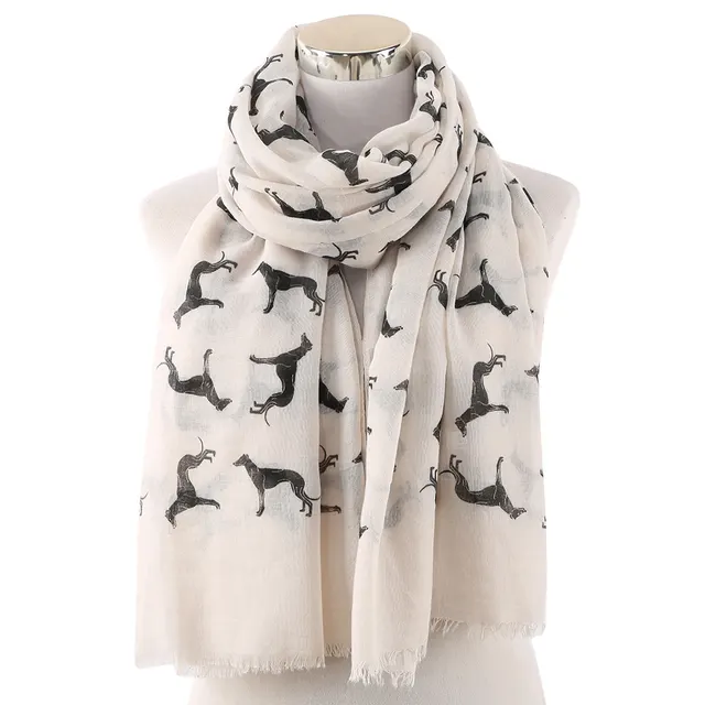 Black dog print scarf Beige - Shop at LoveMi