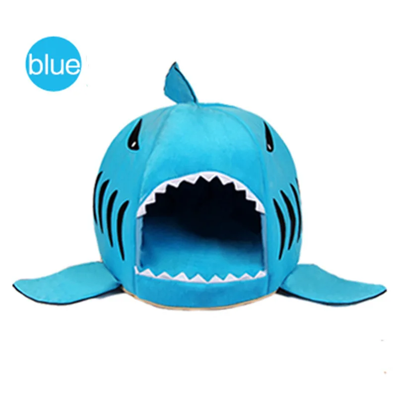 Shark Shape Pet Dog Cat Bed Puppy Houses Lovery Warm Doggy - Blue Money