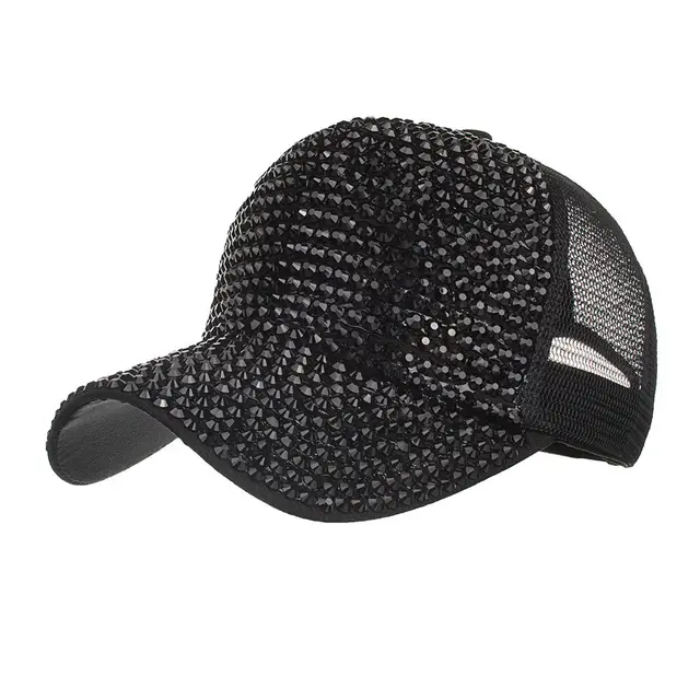 Full drill net hat baseball cap sun hat Black - Shop at LoveMi