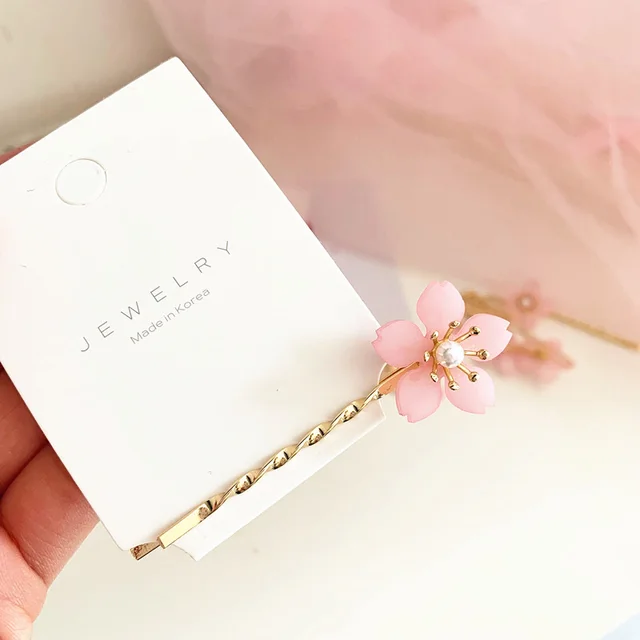 Pink Flower Side Clip Girl Hairpin Bangs Clip 01 Pink - Shop at LoveMi