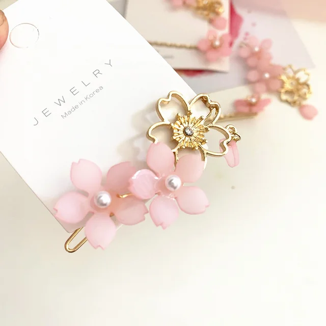 Pink Flower Side Clip Girl Hairpin Bangs Clip 02 Pink - Shop at LoveMi