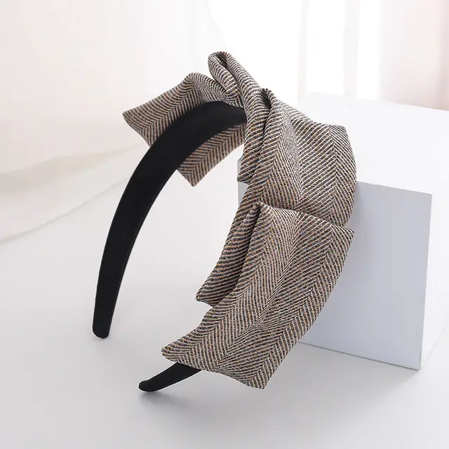 Fabric Striped Headband Flannel Non Slip Hairpin Beige - Shop at LoveMi