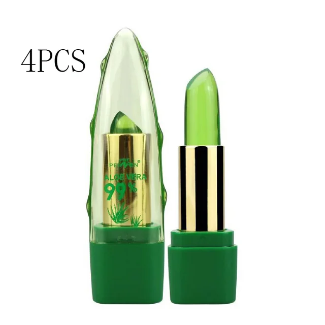 Aloe Vera Gel Color Changing Lipstick Gloss Moisturizer Anti drying Desalination Fine grain Lip Blam Care 4Pcs - Shop at LoveMi