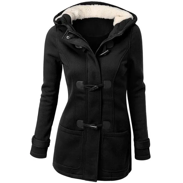 warm winter fur collar jackets women new horn button Long down coat women parka Plus Size female parka hoodies Women Black - Shop at LoveMi