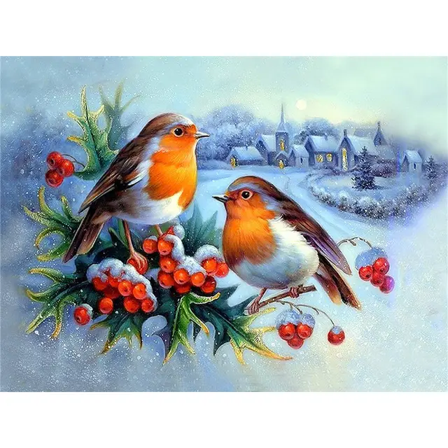 Diamond Painting Modern European Animal Bird In Snow Square Drill - Shop at LoveMi