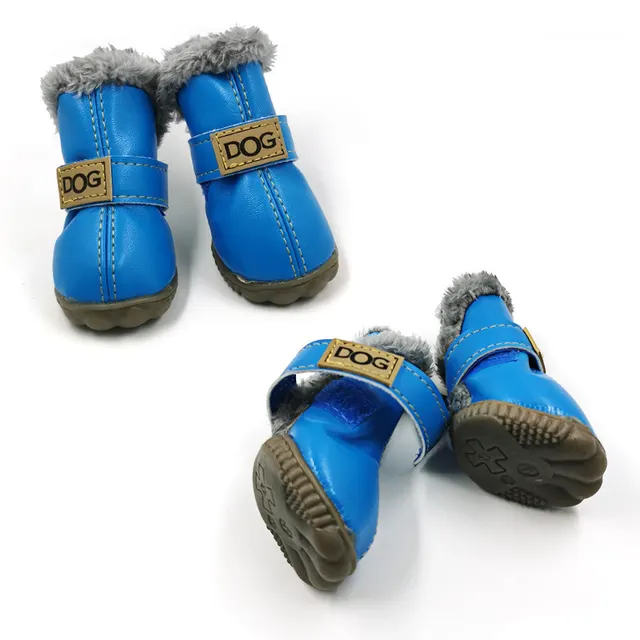 Dog Thick Snow Boots Keep Warm Teddy Autumn And Winter VIP Shoes A Blue - Shop at LoveMi