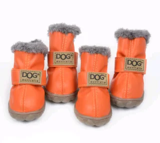 Dog Thick Snow Boots Keep Warm Teddy Autumn And Winter VIP Shoes - Orange