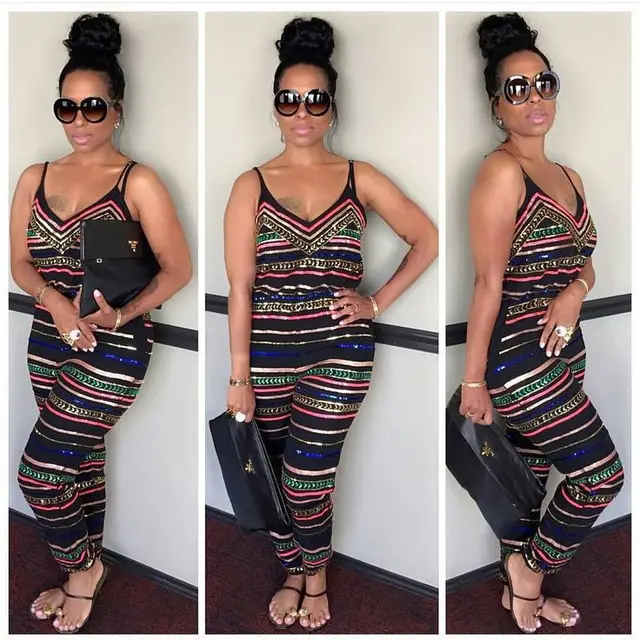 Stripe print sleeveless sexy halter jumpsuit Strape - Shop at LoveMi