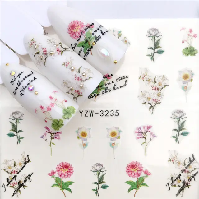 Flower hot air balloon nail art watermark sticker 35Style - Shop at LoveMi
