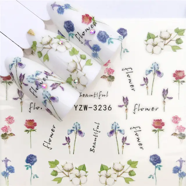 Flower hot air balloon nail art watermark sticker 36Style - Shop at LoveMi